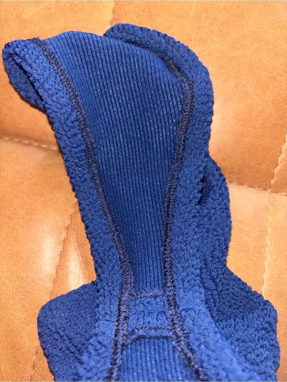 Hunza G Gloria Strapless Crinkle Bikini in Navy